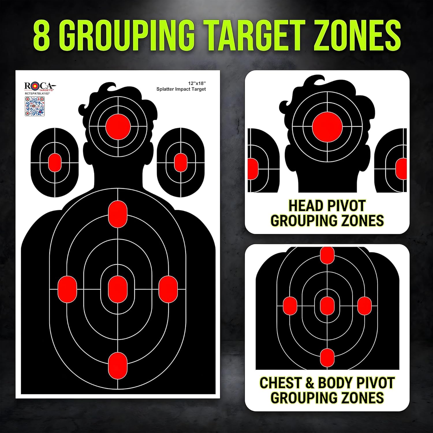 ROCA 12" x 18" Black Yellow Impact Burst Splatter Targets