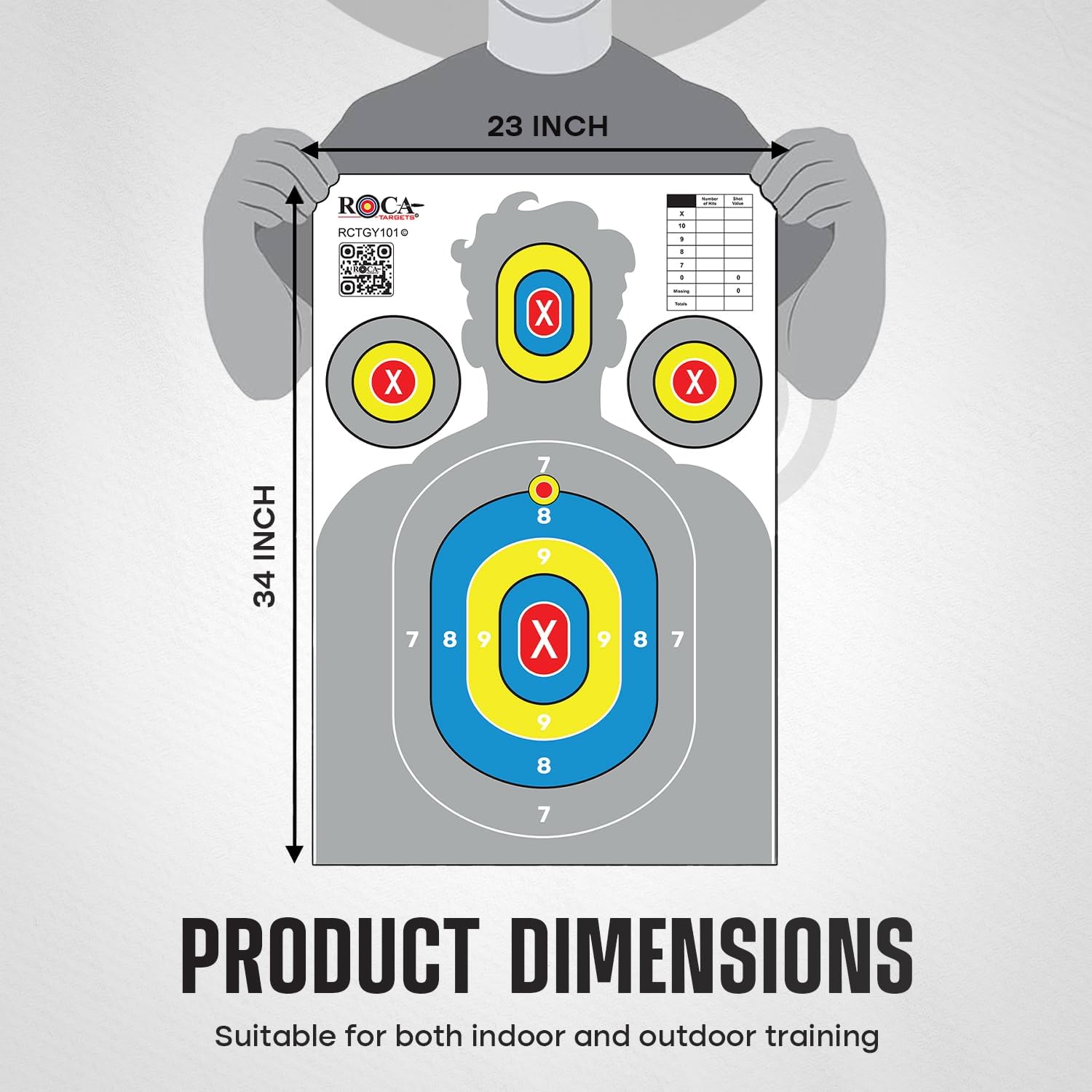 Silhouette Paper Shooting Targets 23x34" – Grey High Visibility Gun Range Targets (20 Pack)
