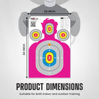 Silhouette Paper Shooting Targets 23x34" – Pink High Visibility Gun Range Targets (20 Pack)
