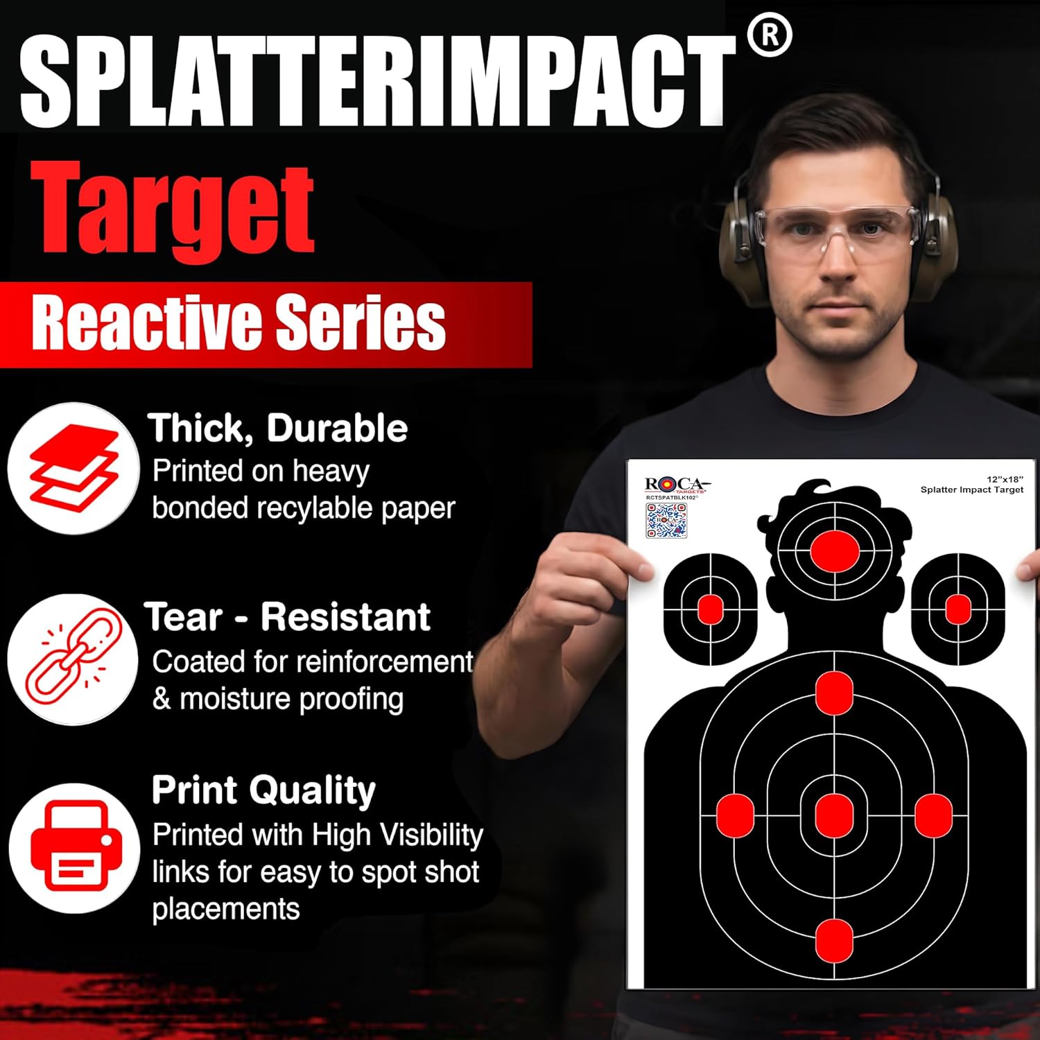 ROCA 12" x 18" Black Yellow Impact Burst Splatter Targets