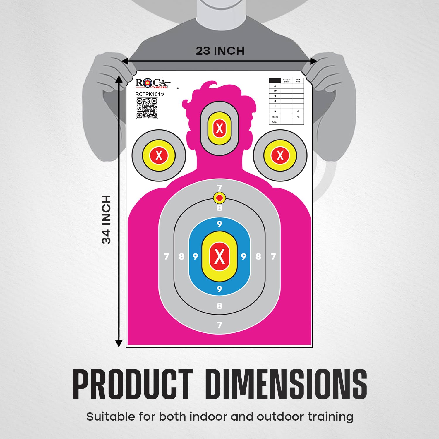 23” x 34” Silhouette Shooting Targets – 20 Pack High-Visibility Anti-Glare Paper Targets for Rifle, Pistol, BB & Pellet Guns