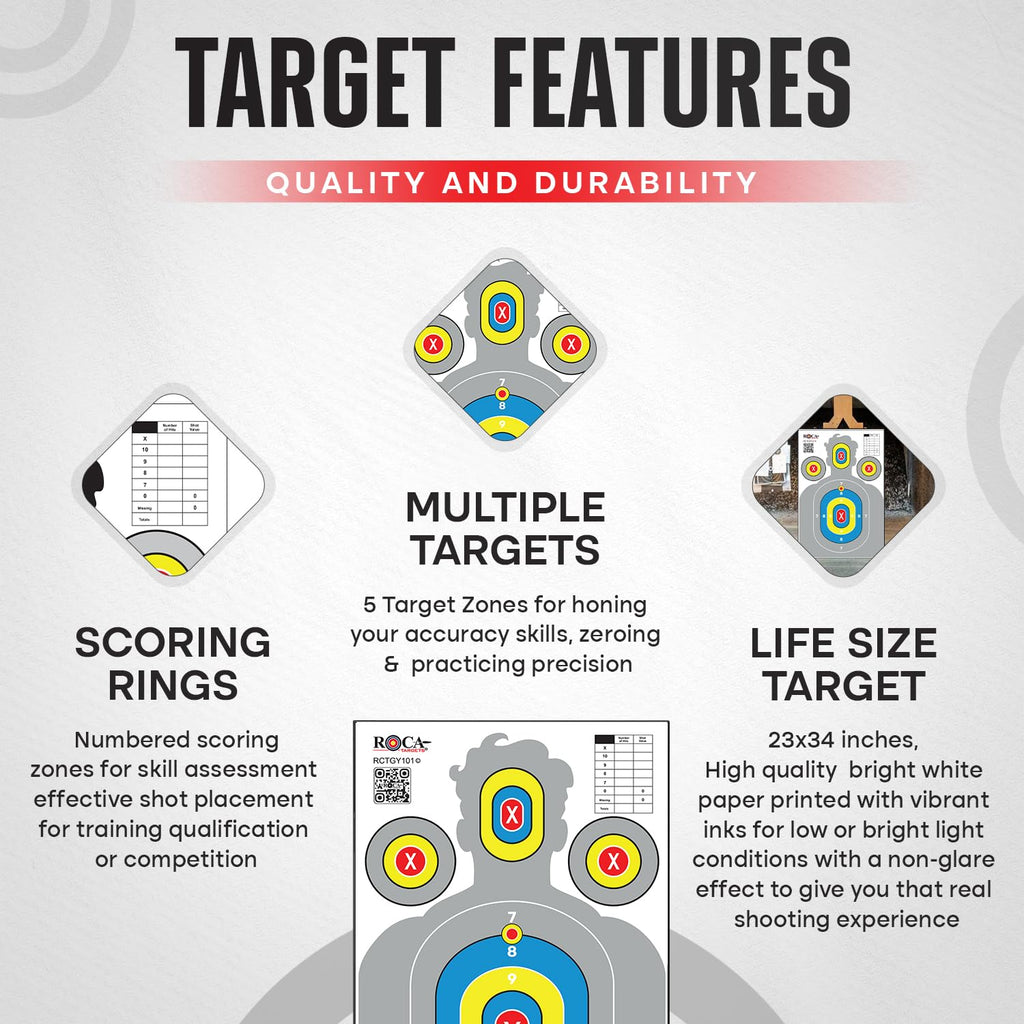 23” x 34” Silhouette Shooting Targets – 20 Pack High-Visibility Anti-Glare Paper Targets for Rifle, Pistol, BB & Pellet Guns