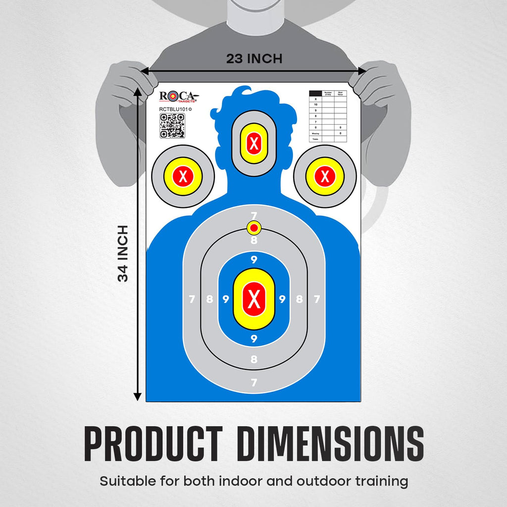 23” x 34” Silhouette Shooting Targets – 20 Pack High-Visibility Anti-Glare Paper Targets for Rifle, Pistol, BB & Pellet Guns