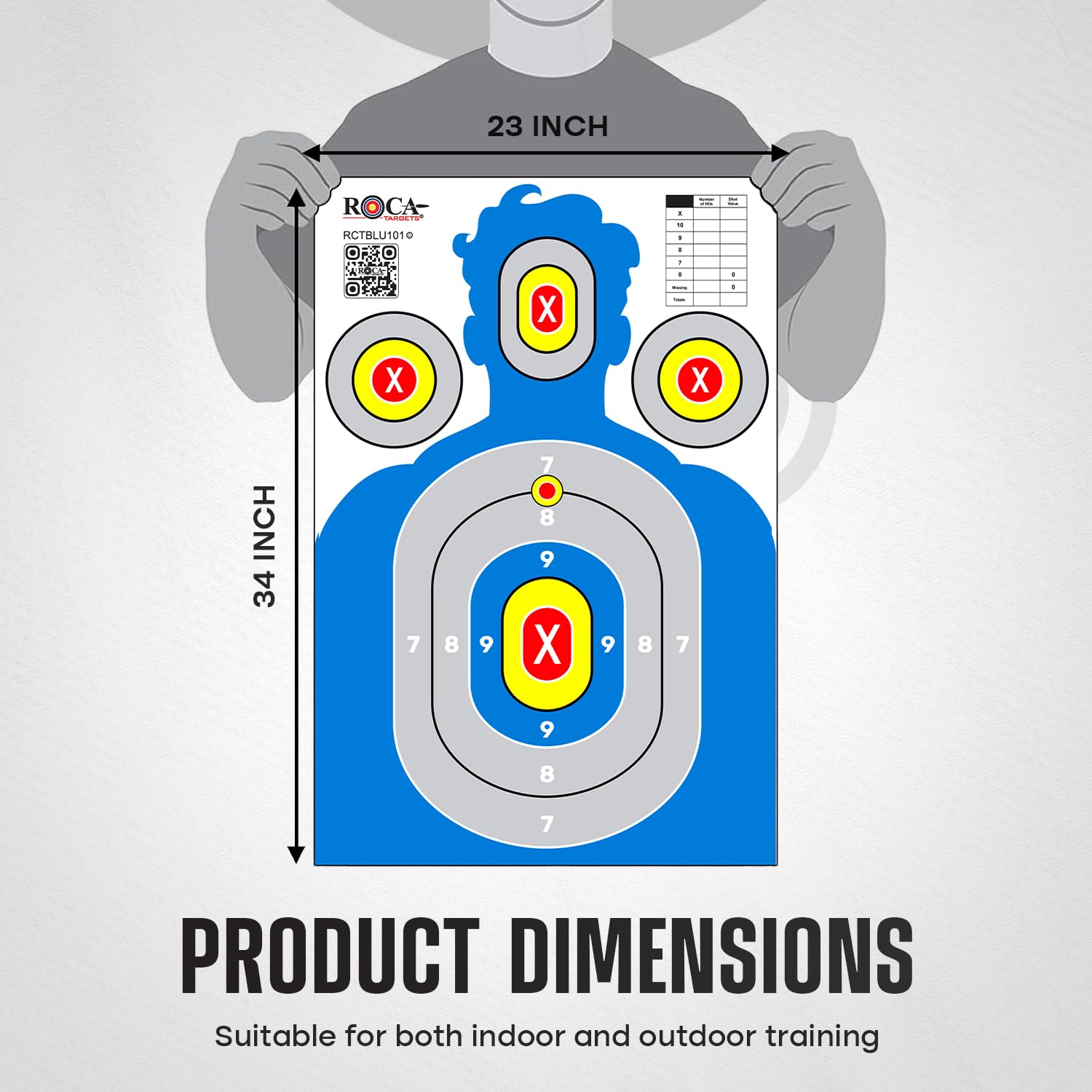 23” x 34” Silhouette Shooting Targets – 20 Pack High-Visibility Anti-Glare Paper Targets for Rifle, Pistol, BB & Pellet Guns