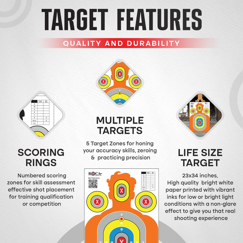23” x 34” Silhouette Shooting Targets – 20 Pack High-Visibility Anti-Glare Paper Targets for Rifle, Pistol, BB & Pellet Guns