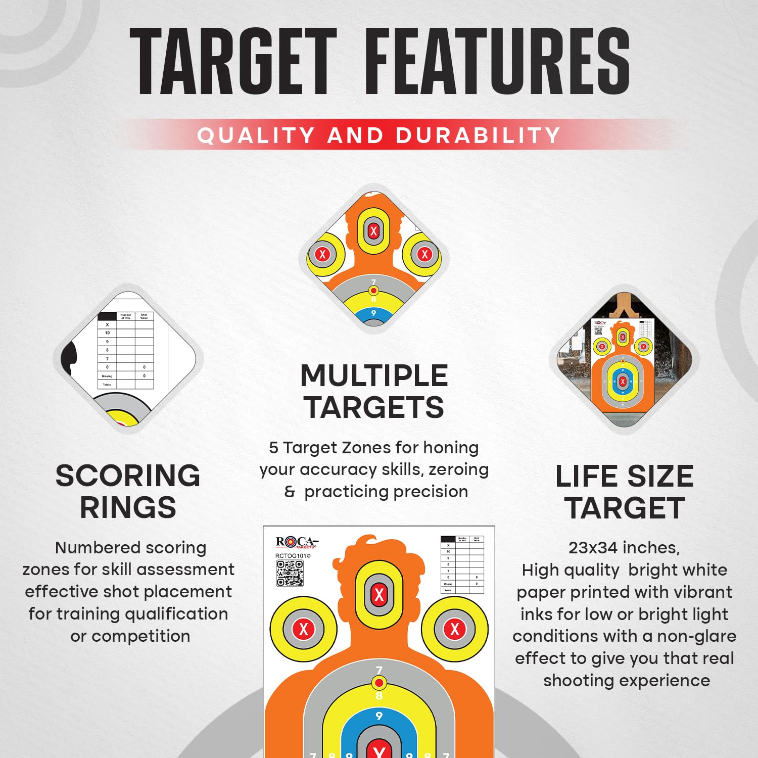 23” x 34” Silhouette Shooting Targets – 20 Pack High-Visibility Anti-Glare Paper Targets for Rifle, Pistol, BB & Pellet Guns