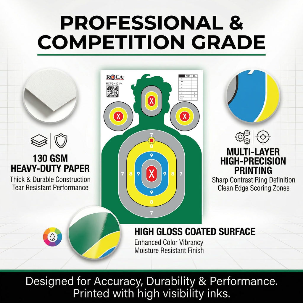 23” x 34” Silhouette Shooting Targets – 20 Pack High-Visibility Anti-Glare Paper Targets for Rifle, Pistol, BB & Pellet Guns