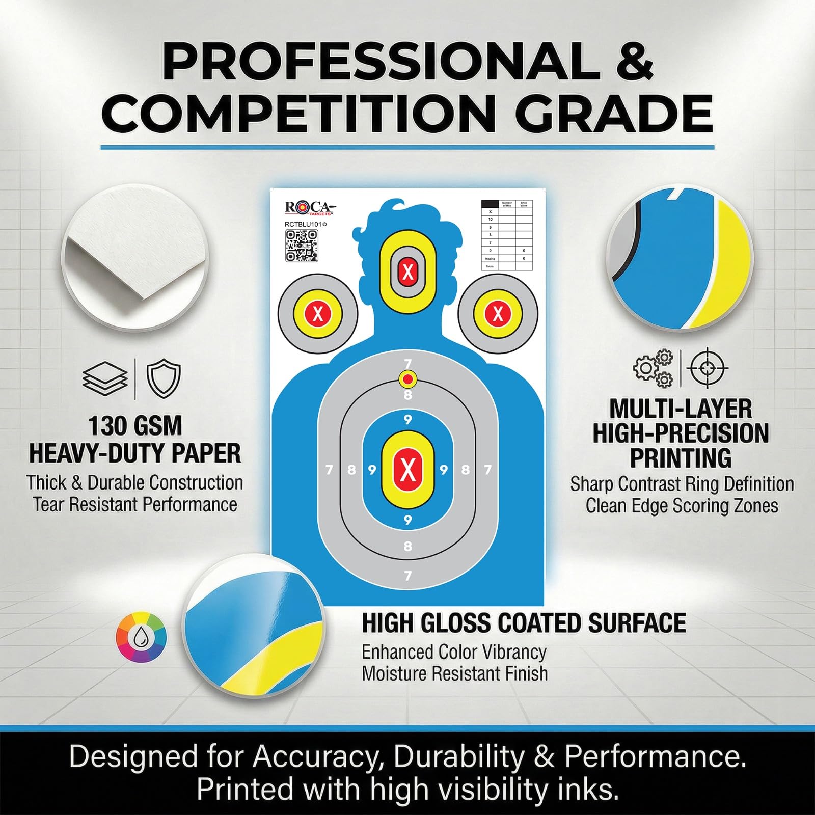 23” x 34” Silhouette Shooting Targets – 20 Pack High-Visibility Anti-Glare Paper Targets for Rifle, Pistol, BB & Pellet Guns