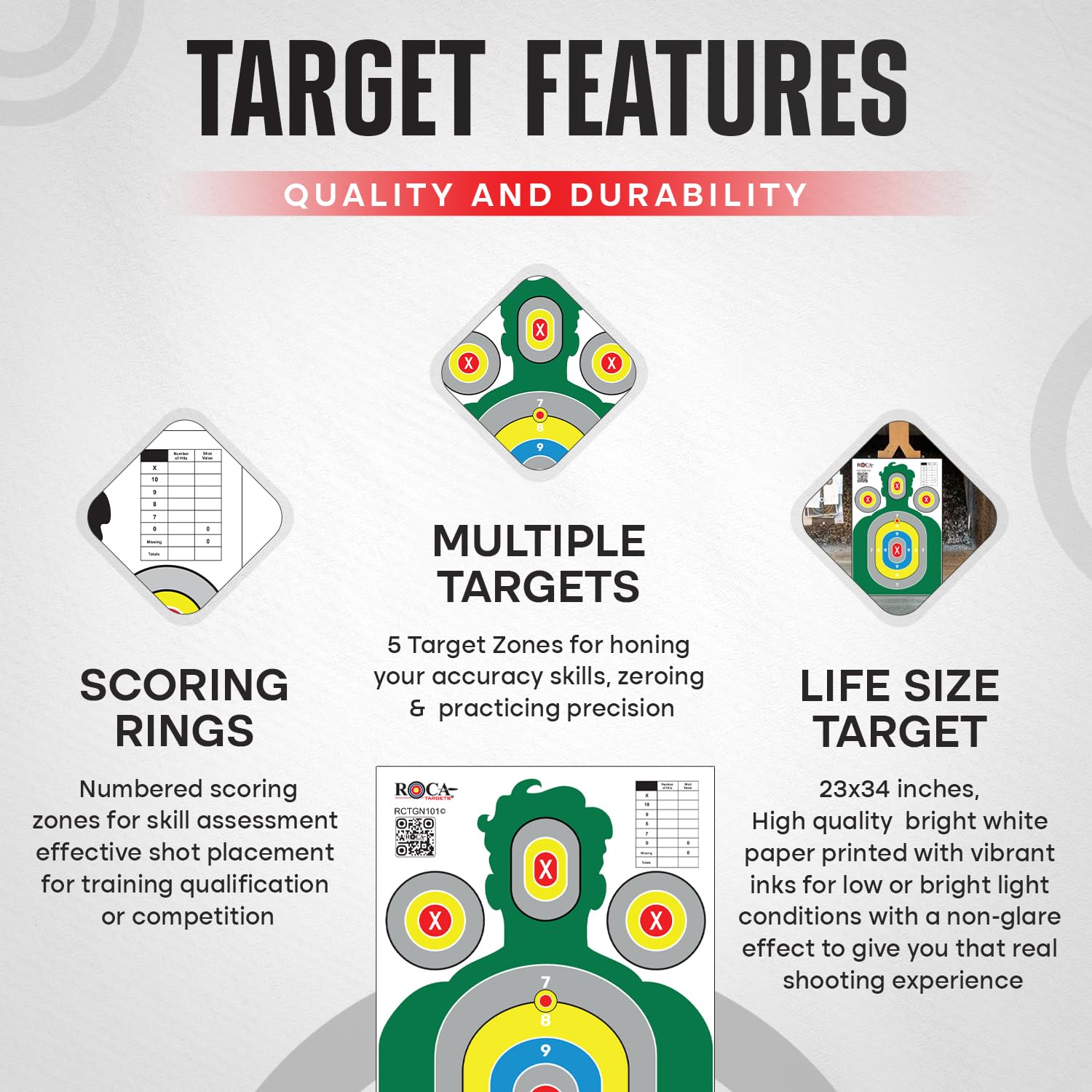23” x 34” Silhouette Shooting Targets – 20 Pack High-Visibility Anti-Glare Paper Targets for Rifle, Pistol, BB & Pellet Guns