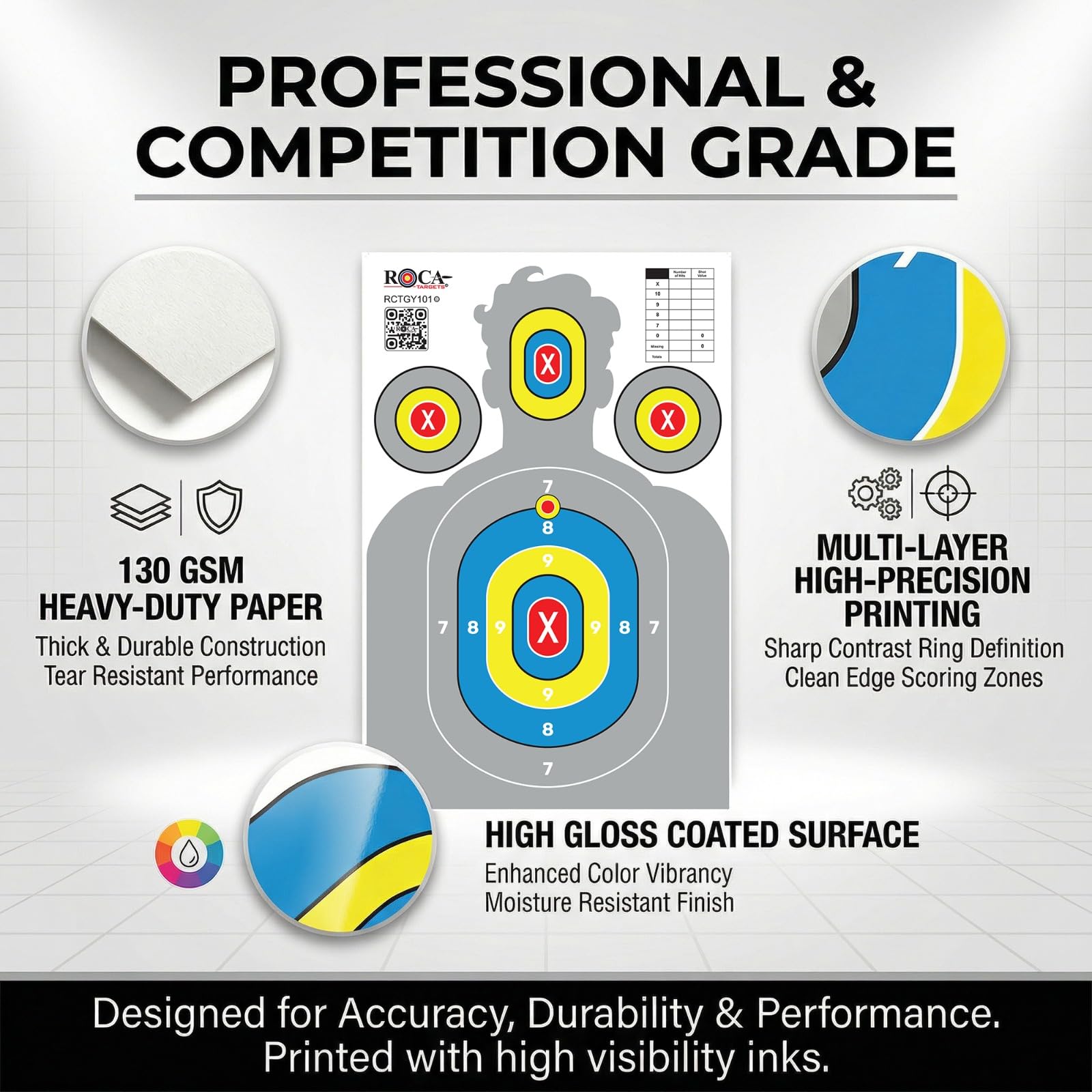 23” x 34” Silhouette Shooting Targets – 20 Pack High-Visibility Anti-Glare Paper Targets for Rifle, Pistol, BB & Pellet Guns