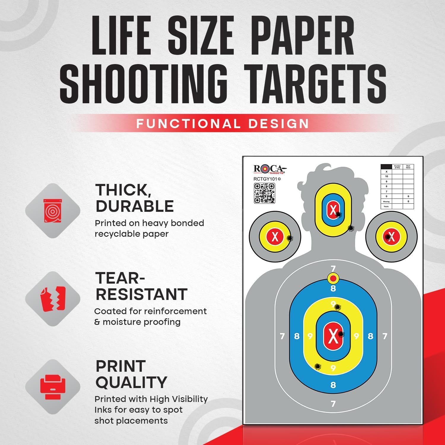 23” x 34” Silhouette Shooting Targets – 20 Pack High-Visibility Anti-Glare Paper Targets for Rifle, Pistol, BB & Pellet Guns