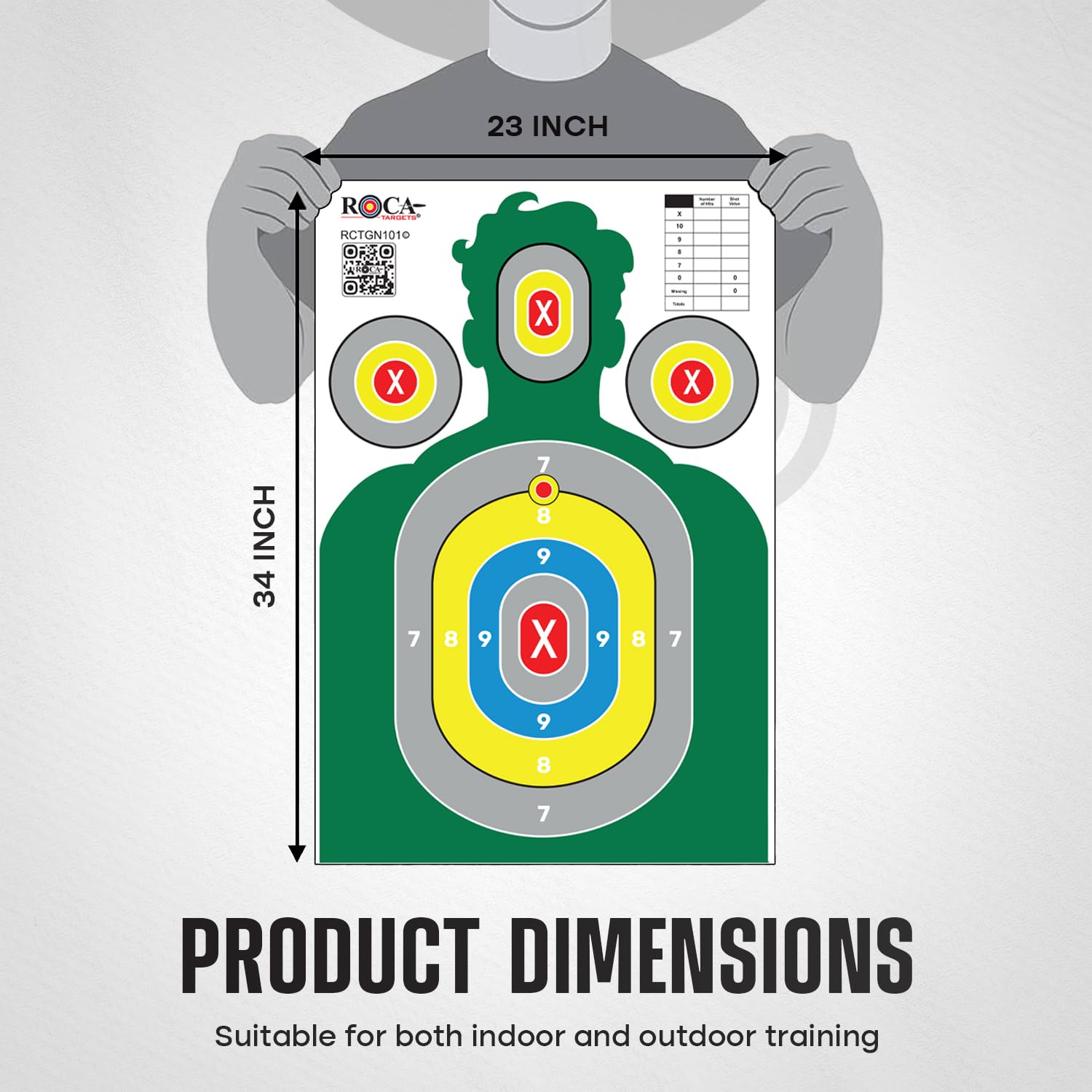 23” x 34” Silhouette Shooting Targets – 20 Pack High-Visibility Anti-Glare Paper Targets for Rifle, Pistol, BB & Pellet Guns