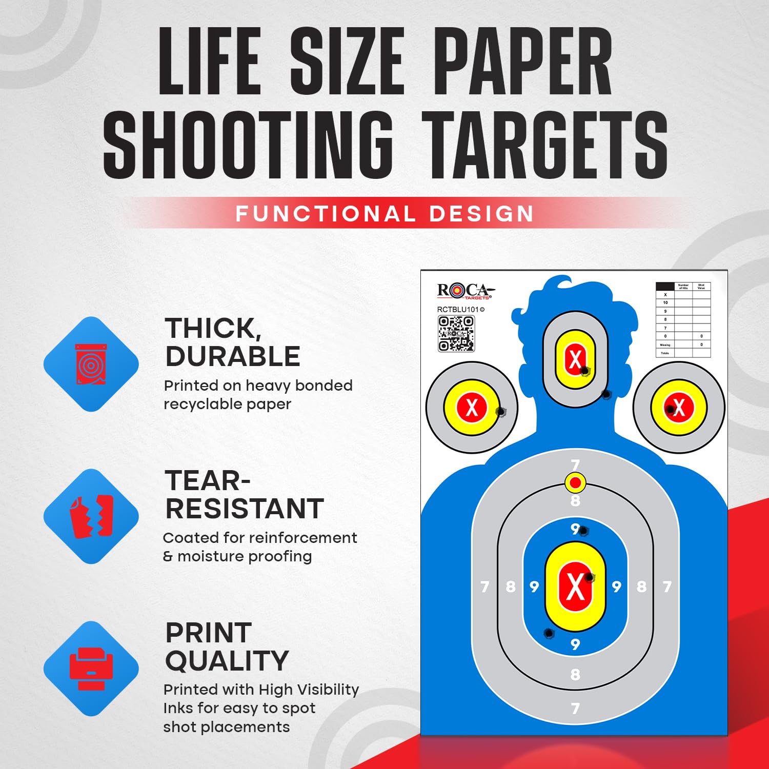 23” x 34” Silhouette Shooting Targets – 20 Pack High-Visibility Anti-Glare Paper Targets for Rifle, Pistol, BB & Pellet Guns