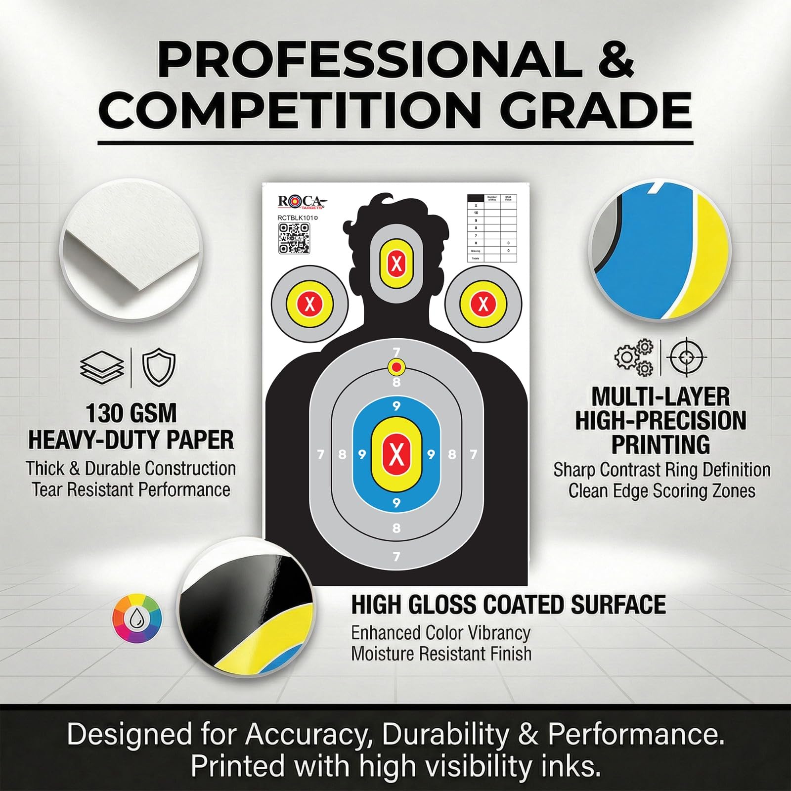 23” x 34” Silhouette Shooting Targets – 20 Pack High-Visibility Anti-Glare Paper Targets for Rifle, Pistol, BB & Pellet Guns
