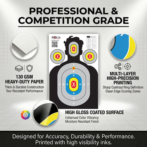 23” x 34” Silhouette Shooting Targets – 20 Pack High-Visibility Anti-Glare Paper Targets for Rifle, Pistol, BB & Pellet Guns