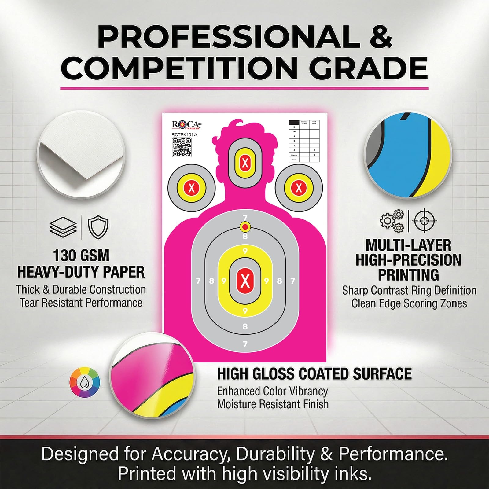 23” x 34” Silhouette Shooting Targets – 20 Pack High-Visibility Anti-Glare Paper Targets for Rifle, Pistol, BB & Pellet Guns