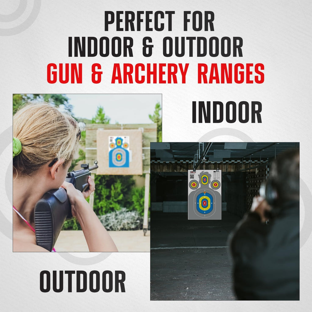 Silhouette Paper Shooting Targets 23x34" – Grey High Visibility Gun Range Targets (20 Pack)