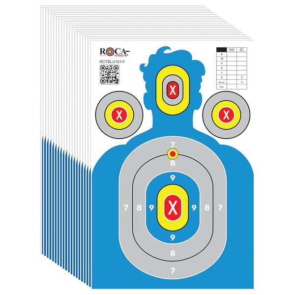 Silhouette Paper Shooting Targets 23x34" – Blue High Visibility Gun Range Targets (20 Pack)