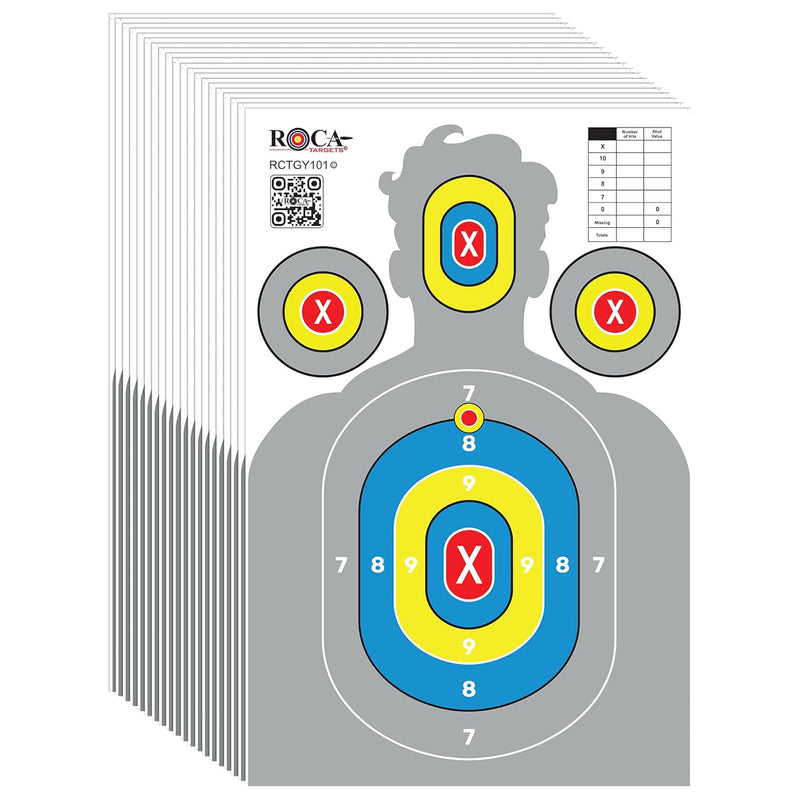 Silhouette Paper Shooting Targets 23x34" – Grey High Visibility Gun Range Targets (20 Pack)