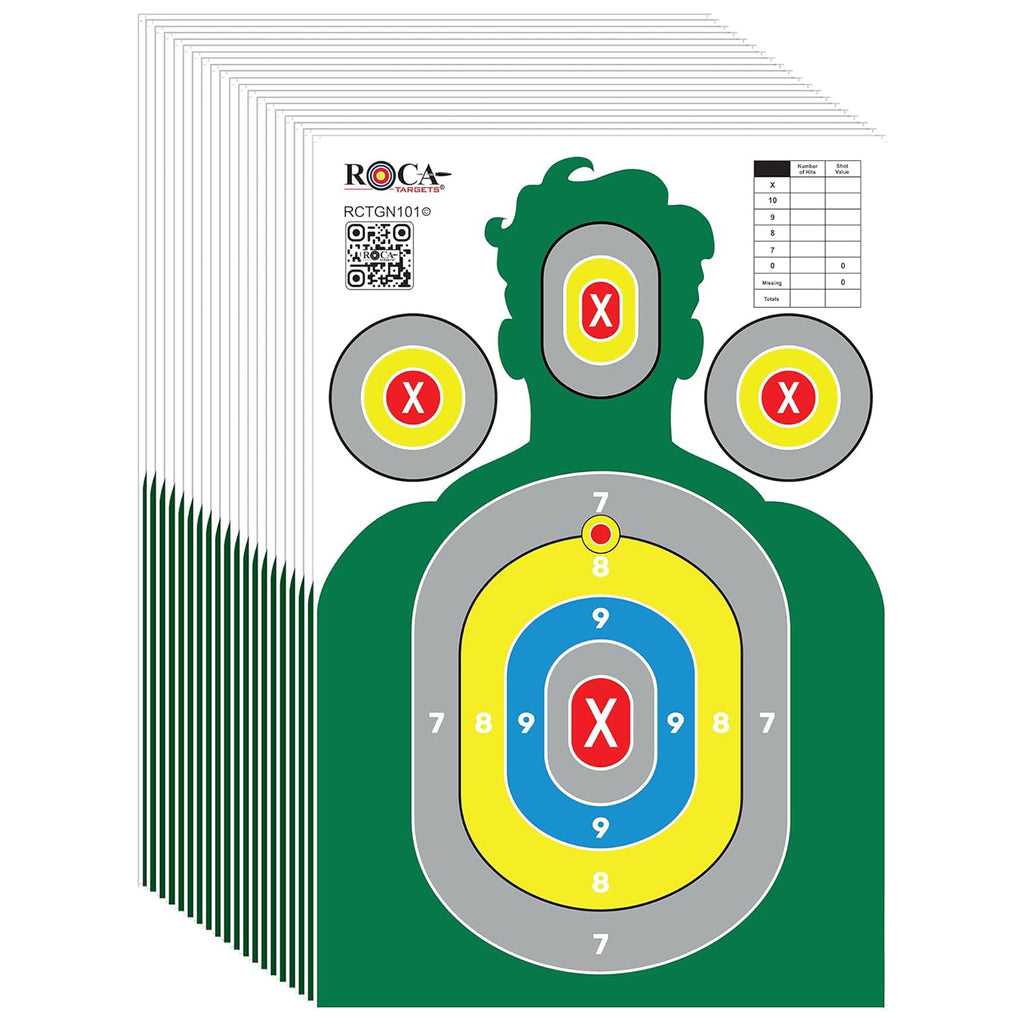 Silhouette Paper Shooting Targets 23x34" – Green High Visibility Gun Range Targets (20 Pack)