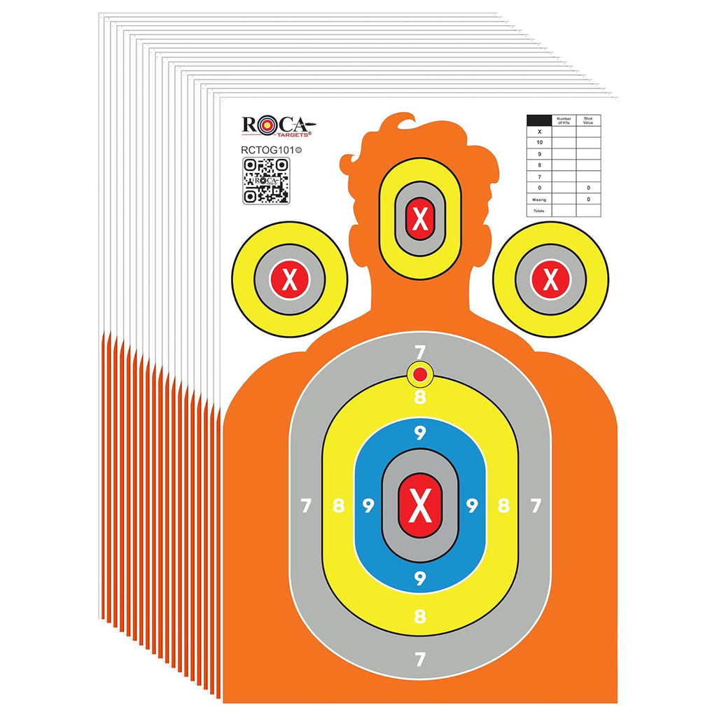 Silhouette Paper Shooting Targets 23x34" – Orange High Visibility Gun Range Targets (20 Pack)