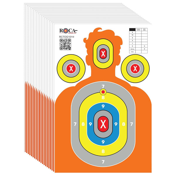Silhouette Paper Shooting Targets 23x34" – Orange High Visibility Gun Range Targets (20 Pack)