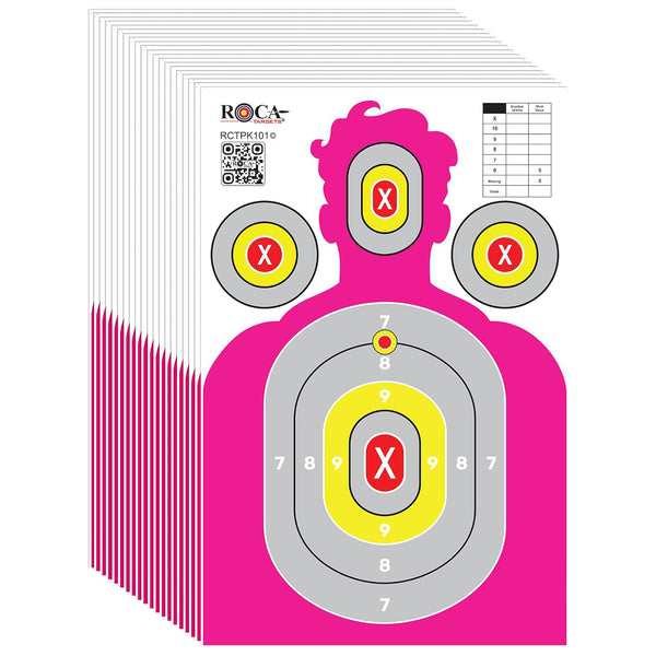 Silhouette Paper Shooting Targets 23x34" – Pink High Visibility Gun Range Targets (20 Pack)